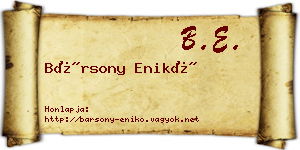 Bársony Enikő névjegykártya